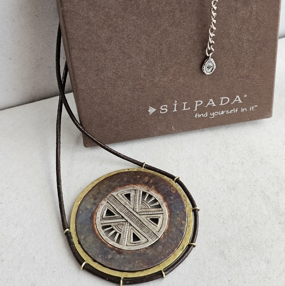 Silpada Compass Necklace Sterling Copper Brass RARE